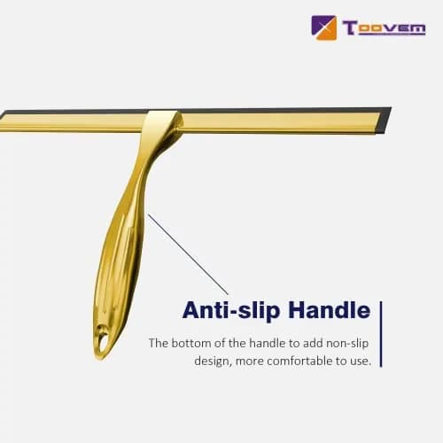 TOOVEM 12 Inch Shower Squeegee for Glass Doors, Window, Bathroom (Gold) | Water & Soap Residue Removal thumbnail 4