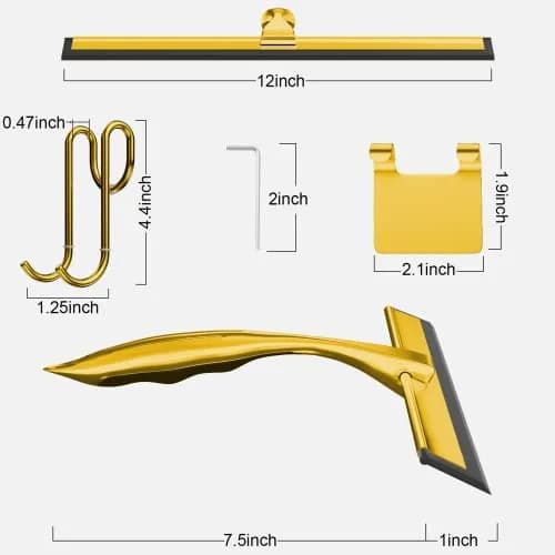 TOOVEM 12 Inch Shower Squeegee for Glass Doors, Window, Bathroom (Gold) | Water & Soap Residue Removal thumbnail 5