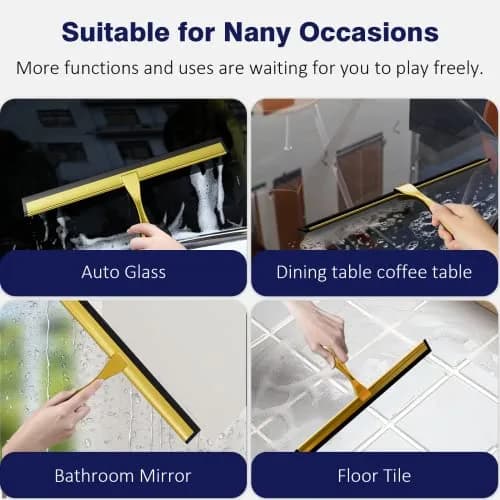TOOVEM 12 Inch Shower Squeegee for Glass Doors, Window, Bathroom (Gold) | Water & Soap Residue Removal thumbnail 8