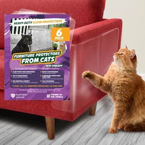 Panther Armor Clear Furniture Protector Sheets with Twist Pins | Protects Fabric Sofas & Chairs from Cat Scratching thumbnail 1