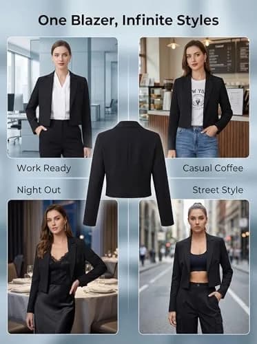 Beninos Blazer Jacket S | Long Sleeve Cropped Open Front for Women thumbnail 5