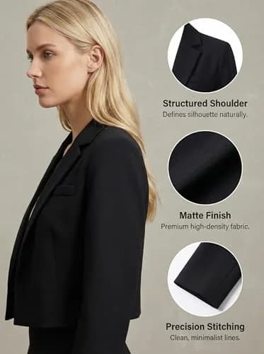 Beninos Blazer Jacket S | Long Sleeve Cropped Open Front for Women thumbnail 6