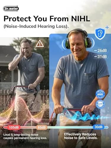 Dr.meter Hearing Protection Earmuffs 31dB SNR Noise Reduction with Adjustable Headband | Foldable & Portable for Adults & Kids thumbnail 3