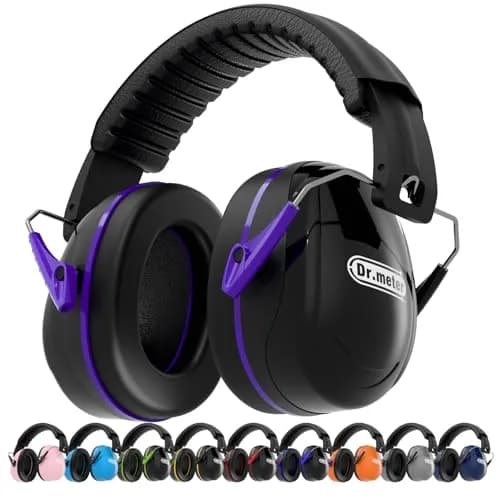 Dr.meter Noise Cancelling Earmuffs for Gun Range, 31dB SNR Hearing Protection, Black Purple thumbnail 1