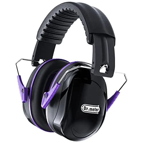 Dr.meter Noise Cancelling Earmuffs for Gun Range, 31dB SNR Hearing Protection, Black Purple thumbnail 4