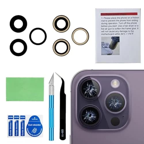 Perzework OEM Back Rear Camera Lens Glass Replacement for iPhone 14 Pro & Max | Sapphire Glass, Complete Kit thumbnail 1
