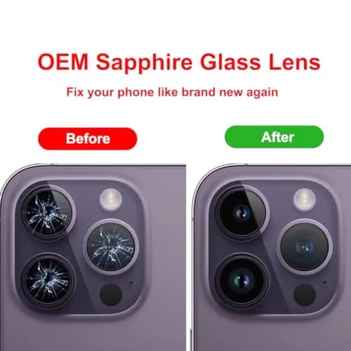 Perzework OEM Back Rear Camera Lens Glass Replacement for iPhone 14 Pro & Max | Sapphire Glass, Complete Kit thumbnail 4