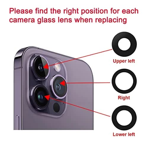 Perzework OEM Back Rear Camera Lens Glass Replacement for iPhone 14 Pro & Max | Sapphire Glass, Complete Kit thumbnail 5
