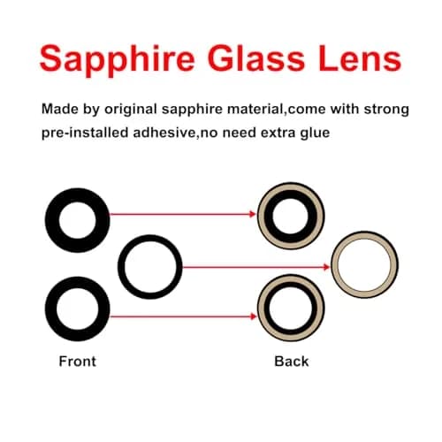 Perzework OEM Back Rear Camera Lens Glass Replacement for iPhone 14 Pro & Max | Sapphire Glass, Complete Kit thumbnail 3