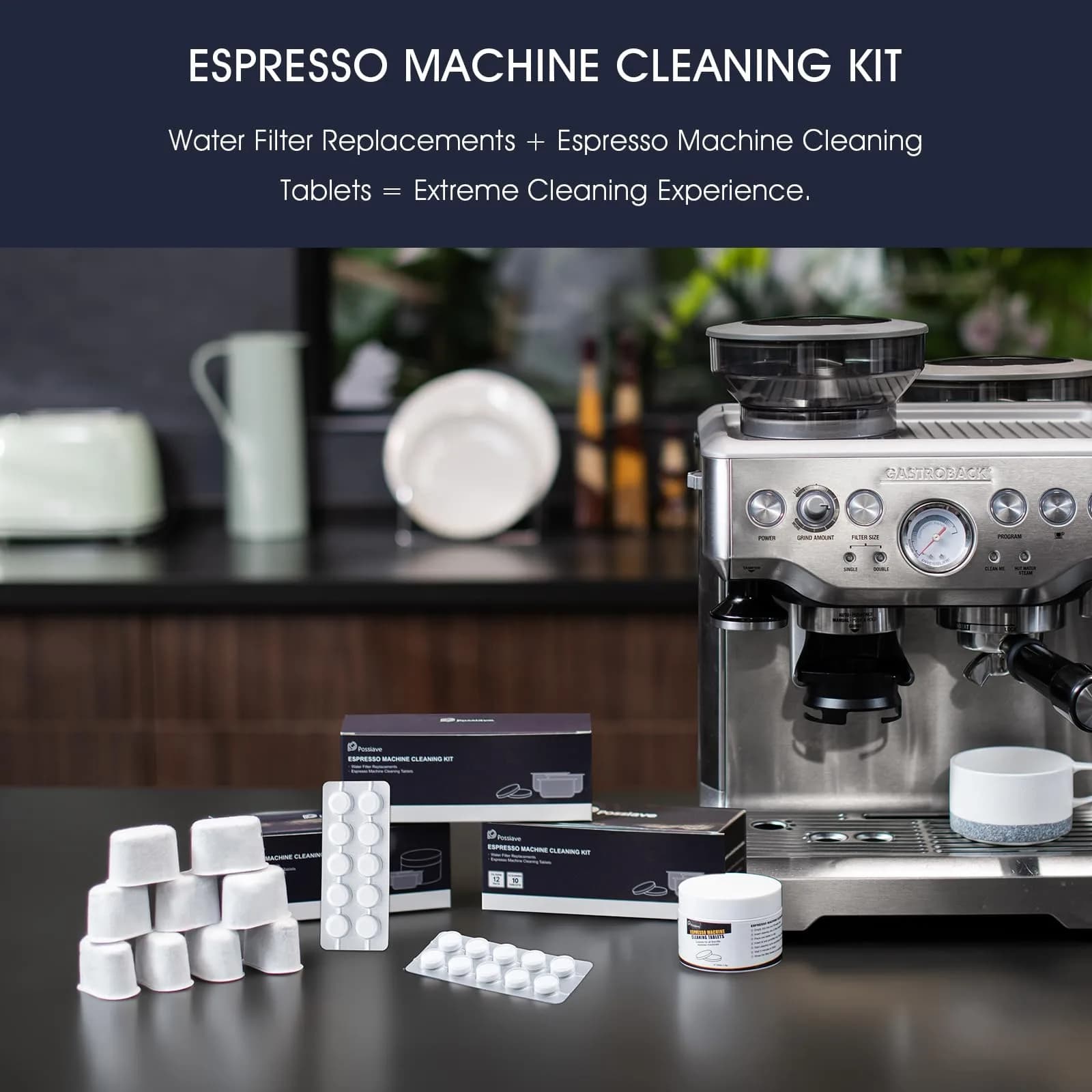 possiave 12-Pack Water Filters & 10-Pack Cleaning Tablets for Breville Machines | For Barista Express, Oracle & More - view 2
