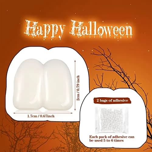 LEIFIDE Fake Buck Teeth Caps 1.7 x 2 cm (0.67 x 0.79 inches) | Realistic White Resin Fangs for Halloween Cosplay thumbnail 2