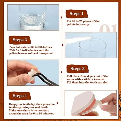 LEIFIDE Fake Buck Teeth Caps 1.7 x 2 cm (0.67 x 0.79 inches) | Realistic White Resin Fangs for Halloween Cosplay thumbnail 3