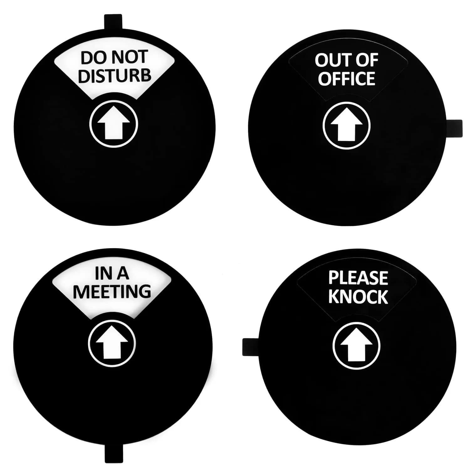 Kichwit Privacy Sign for Office, Do Not Disturb, Out of Office, Please Knock, In a Meeting (Black&White, 5 inch)