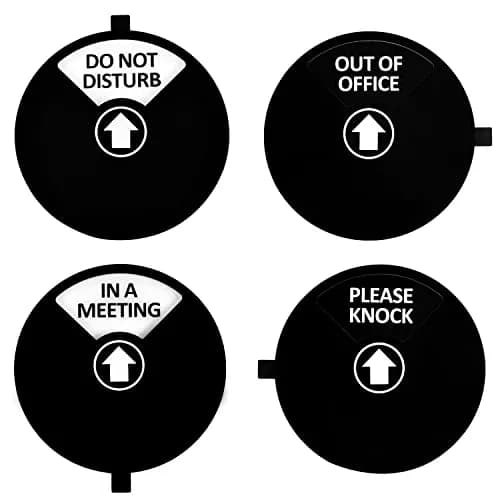 Kichwit Privacy Sign for Office, Do Not Disturb, Out of Office, Please Knock, In a Meeting (Black&White, 5 inch) thumbnail 1