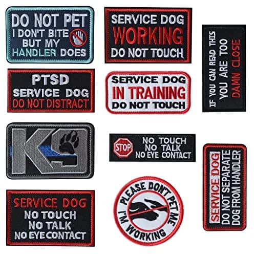 J.CARP Service Dog K9 Badge Patch 10 pcs | No Touch Embroidered Patches for Harness thumbnail 1