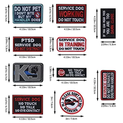 J.CARP Service Dog K9 Badge Patch 10 pcs | No Touch Embroidered Patches for Harness thumbnail 2