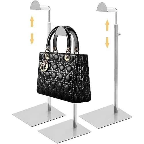 Royxen 3 Pack Adjustable Purse Display Stand 37-61cm (14-24") | Stainless Steel Bag Organizer for Shops - main product image