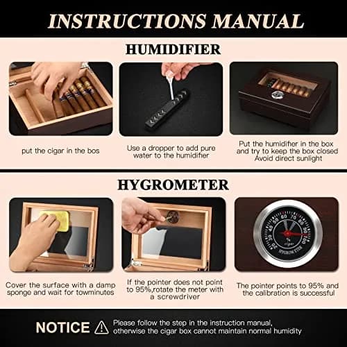 TISFA Cigar Humidor Glass Top Box with Hygrometer Humidifier Divider 25-30 Cigars | Spanish Cedar Wood Lined thumbnail 5