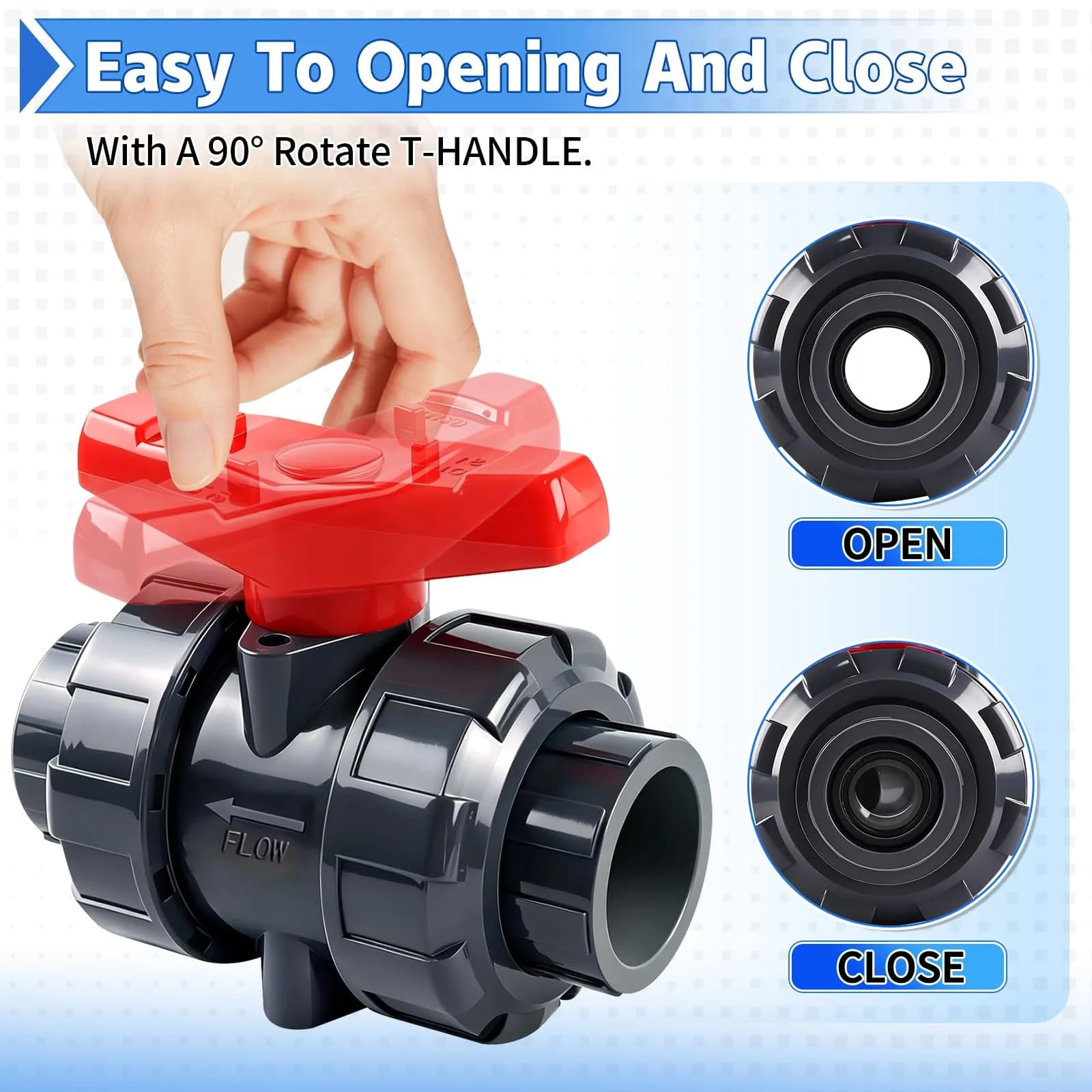 Boltigen PVC Union Ball Valve 1 Inch (25mm) Full Port for Water Systems | True Union Design - view 6