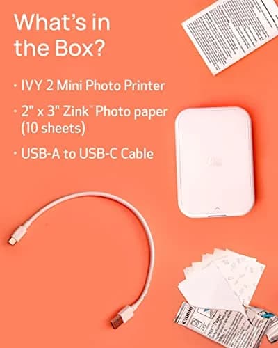 Canon Ivy 2 Mini Photo Printer, Pure White | Pocket-Sized ZINK Printer with Bluetooth 5.0 thumbnail 8
