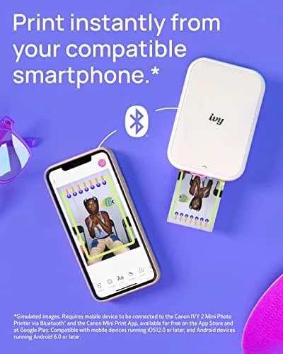 Canon Ivy 2 Mini Photo Printer, Pure White | Pocket-Sized ZINK Printer with Bluetooth 5.0 thumbnail 2