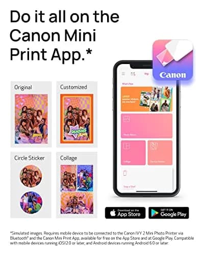 Canon Ivy 2 Mini Photo Printer, Blush Pink | Portable ZINK Printer with Sticky-Back Prints & Bluetooth 5.0 thumbnail 5