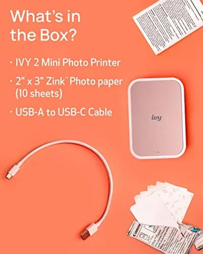 Canon Ivy 2 Mini Photo Printer, Blush Pink | Portable ZINK Printer with Sticky-Back Prints & Bluetooth 5.0 thumbnail 8