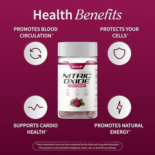 Snap Supplements Nitric Oxide Beet Root Gummies Cherry 120 Gummies | Support Circulation & Energy thumbnail 4