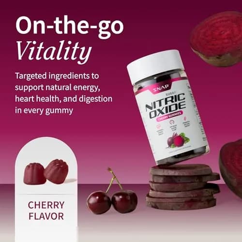 Snap Supplements Nitric Oxide Beet Root Gummies Cherry 120 Gummies | Support Circulation & Energy thumbnail 2