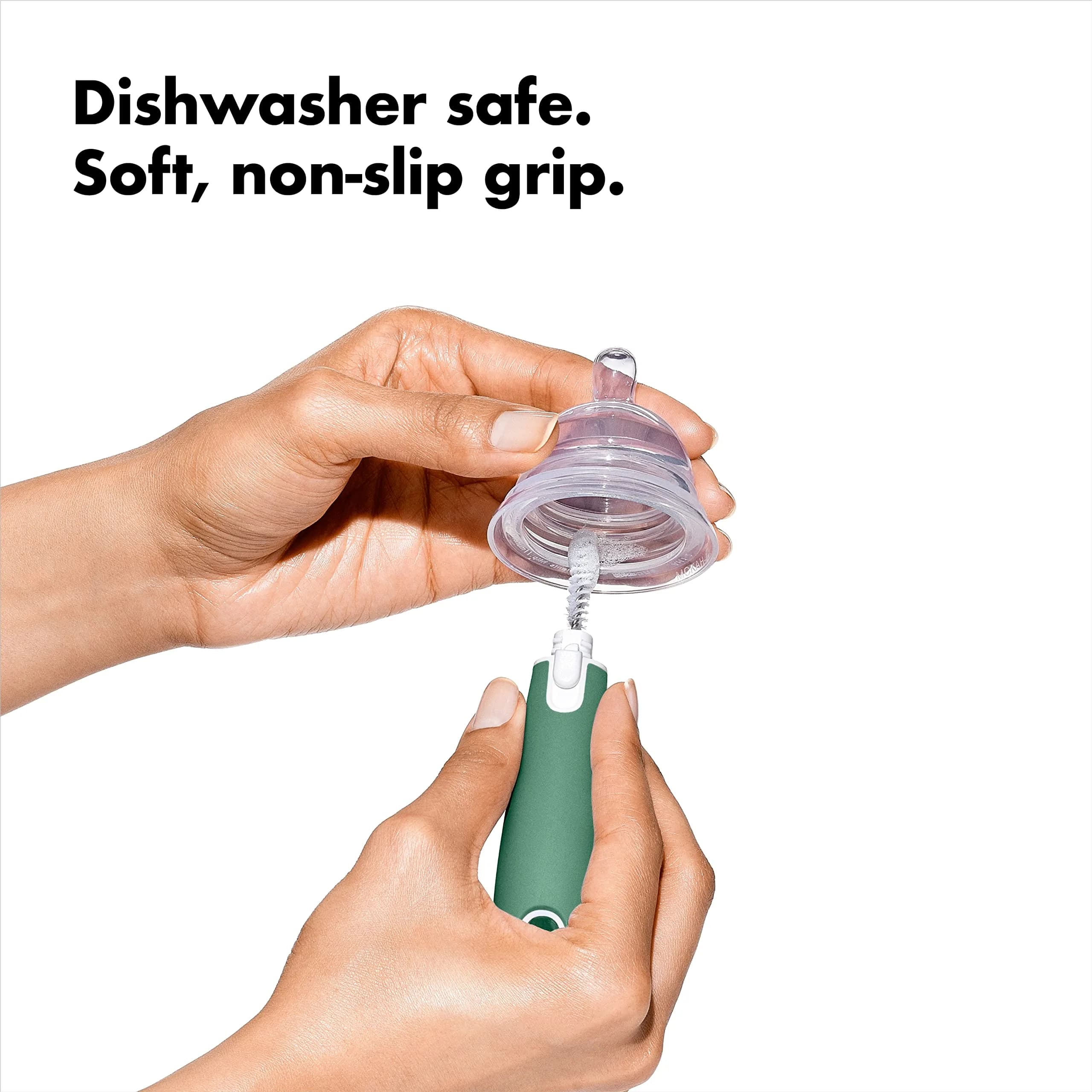 OXO Tot Bottle Brush with Nipple Cleaner and Stand, Sage | BPA-Free, Top-Rack Dishwasher Safe - view 5