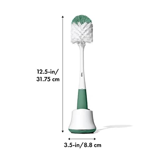 OXO Tot Bottle Brush with Nipple Cleaner and Stand, Sage | BPA-Free, Top-Rack Dishwasher Safe thumbnail 2