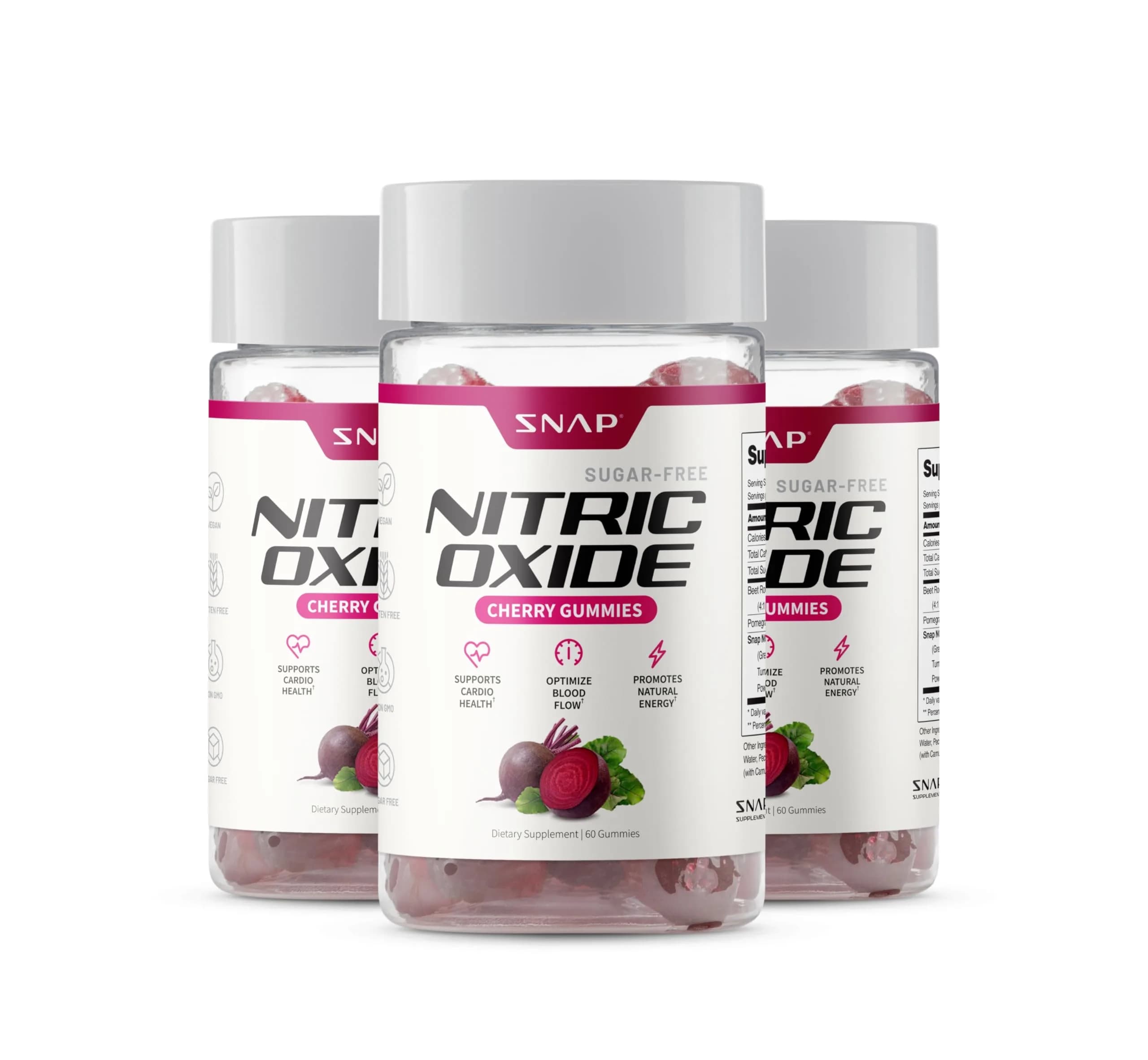 Snap Supplements Nitric Oxide Beet Root Gummies Cherry 60 Count | Support Circulation & Energy — Gummy