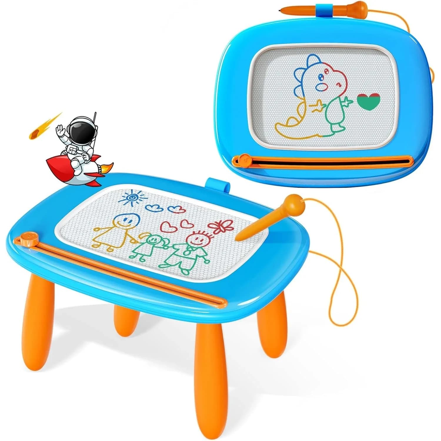 Kikidex Magnetic Drawing Board, Toddler Toys for 1-3 Year Olds, Light Blue | Mess-Free Doodle Pad with Legs - main product image