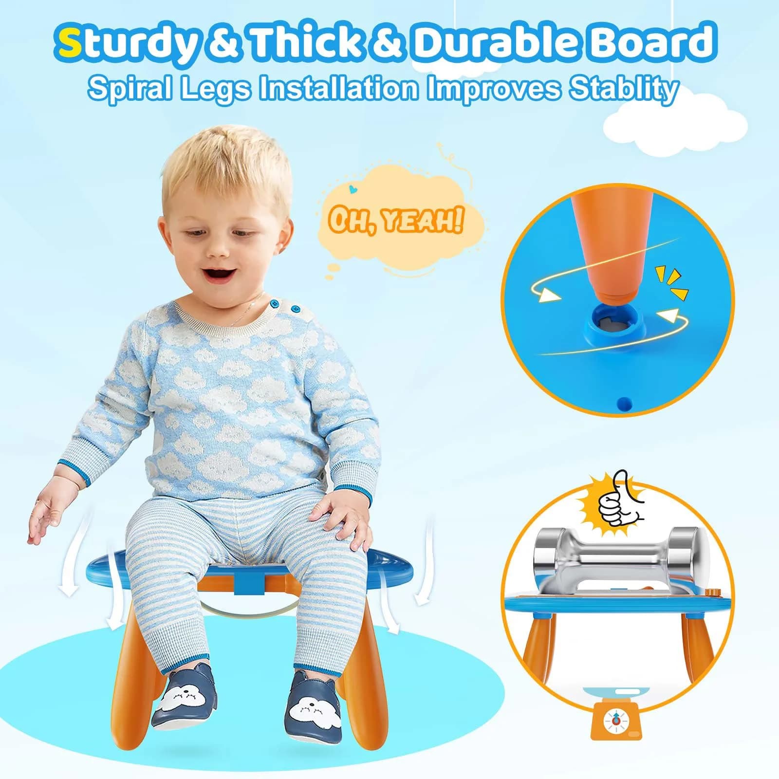 Kikidex Magnetic Drawing Board with Legs, Educational Doodle Pad for Creative Play - Toddler Girl Toys for 1-3 Year Olds, Light Blue - view 6