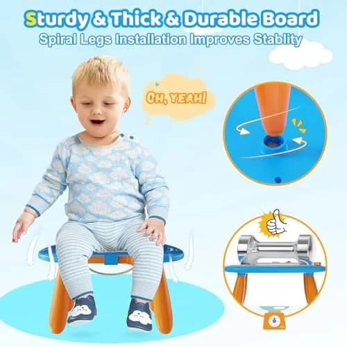 Kikidex Magnetic Drawing Board, Toddler Toys for 1-3 Year Olds, Light Blue | Mess-Free Doodle Pad with Legs thumbnail 6