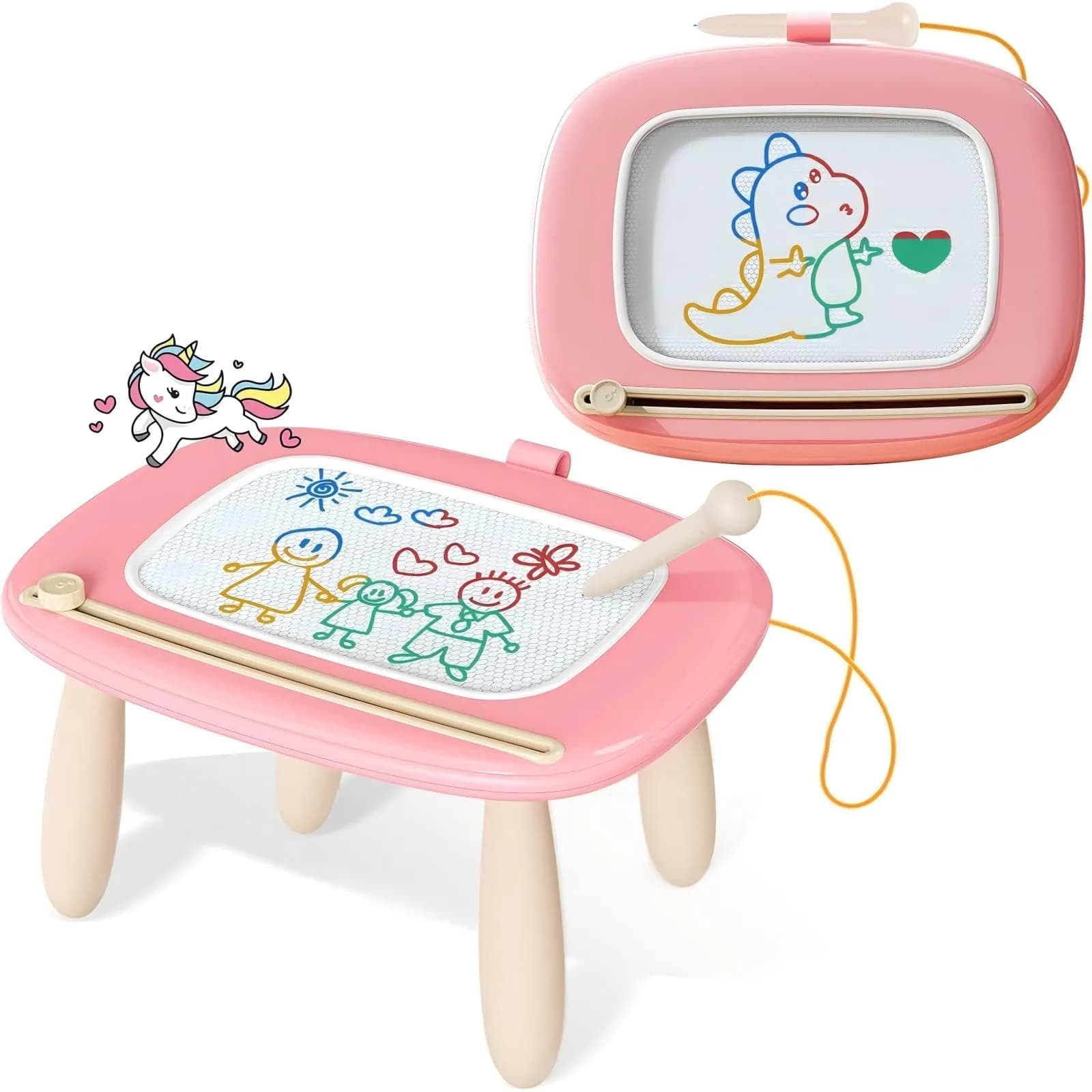 Kikidex Magnetic Drawing Board with Legs, Toddler Girl Toys for 1-3 Year Olds, Soft Pink | Educational Doodle Pad for Creative Play - main product image