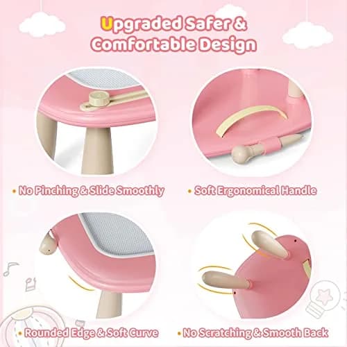 Kikidex Magnetic Drawing Board with Legs, Toddler Learning Toy for 1-3 Year Olds, Mess-Free Doodle Pad, Soft Pink | Educational Art Toy thumbnail 4