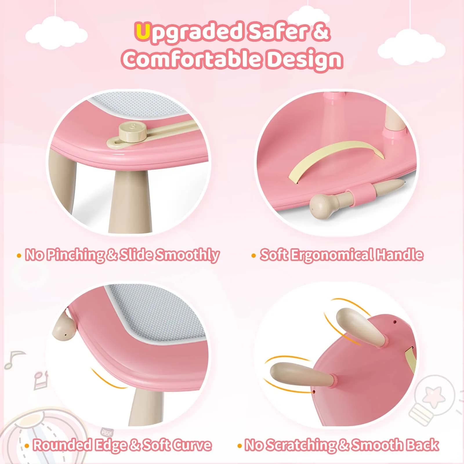Kikidex Magnetic Drawing Board with Legs, Toddler Learning Toy for 1-3 Year Olds, Mess-Free Doodle Pad, Soft Pink | Educational Art Toy - view 4