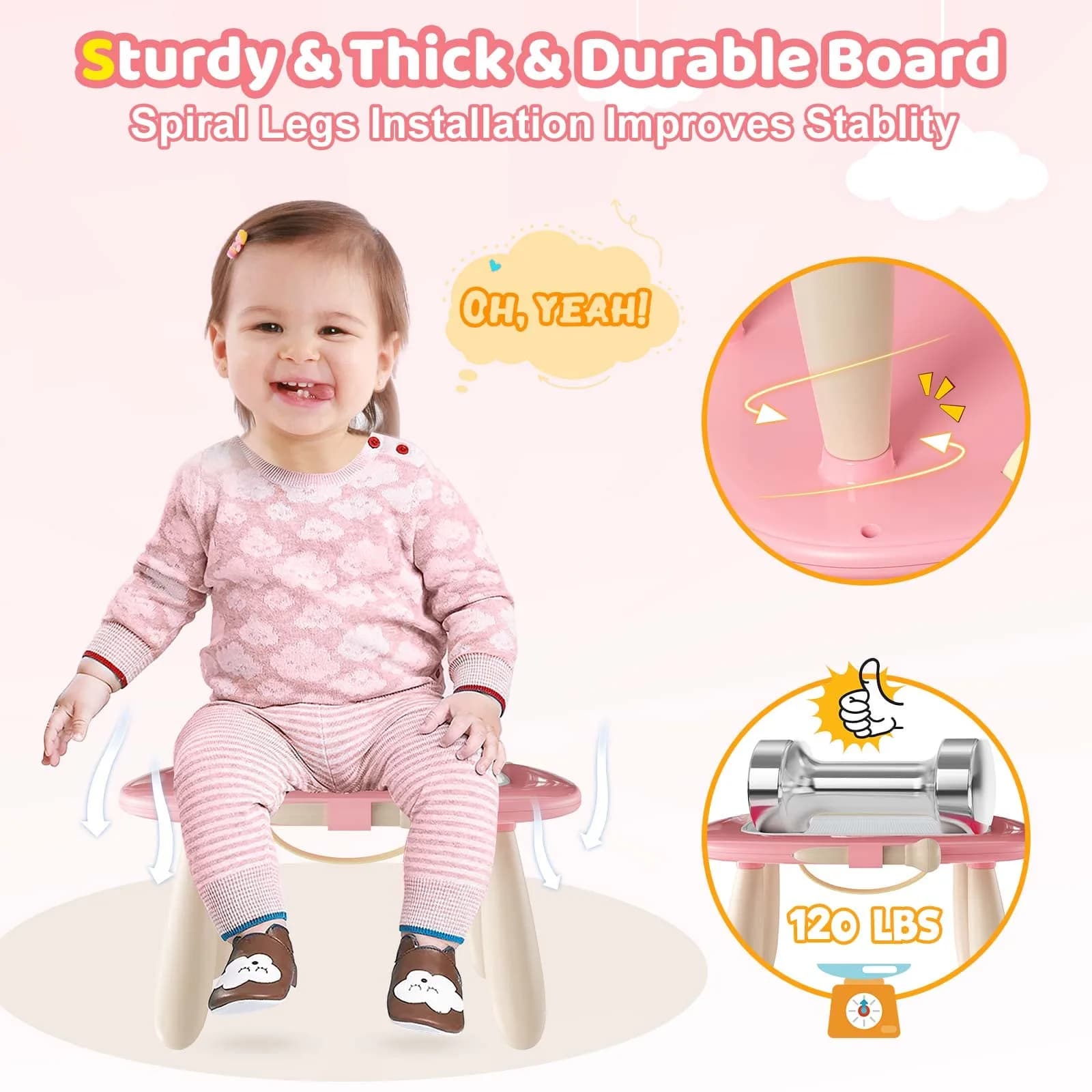 Kikidex Magnetic Drawing Board with Legs, Toddler Learning Toy for 1-3 Year Olds, Mess-Free Doodle Pad, Soft Pink | Educational Art Toy - view 6