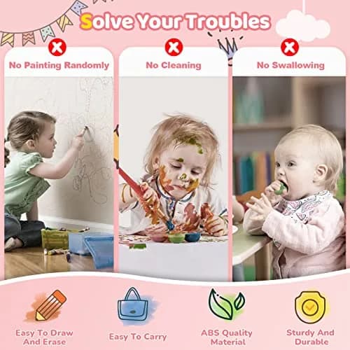 Kikidex Magnetic Drawing Board with Legs, Toddler Learning Toy for 1-3 Year Olds, Mess-Free Doodle Pad, Soft Pink | Educational Art Toy thumbnail 3