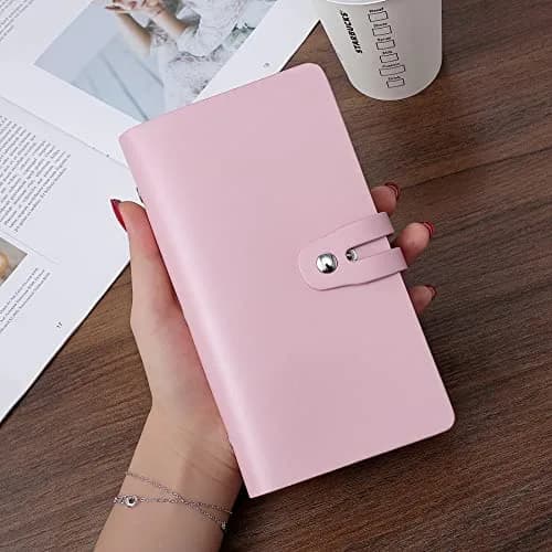 Angimi Leather Business Card Organizer, RFID Blocking, Pink | Holds 96 Cards, Compact & Durable thumbnail 2