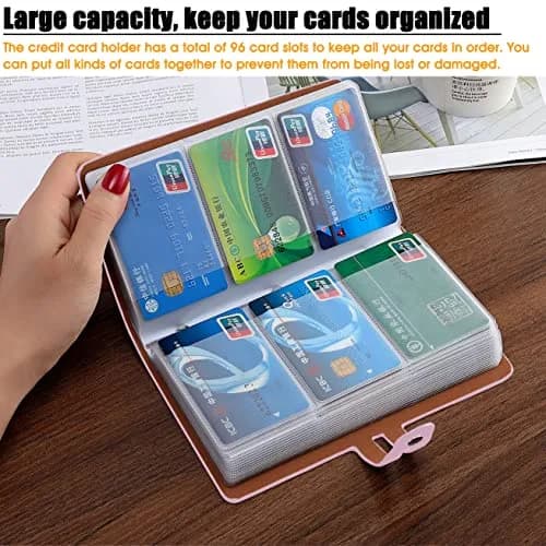Angimi Leather Business Card Organizer, RFID Blocking, Pink | Holds 96 Cards, Compact & Durable thumbnail 3