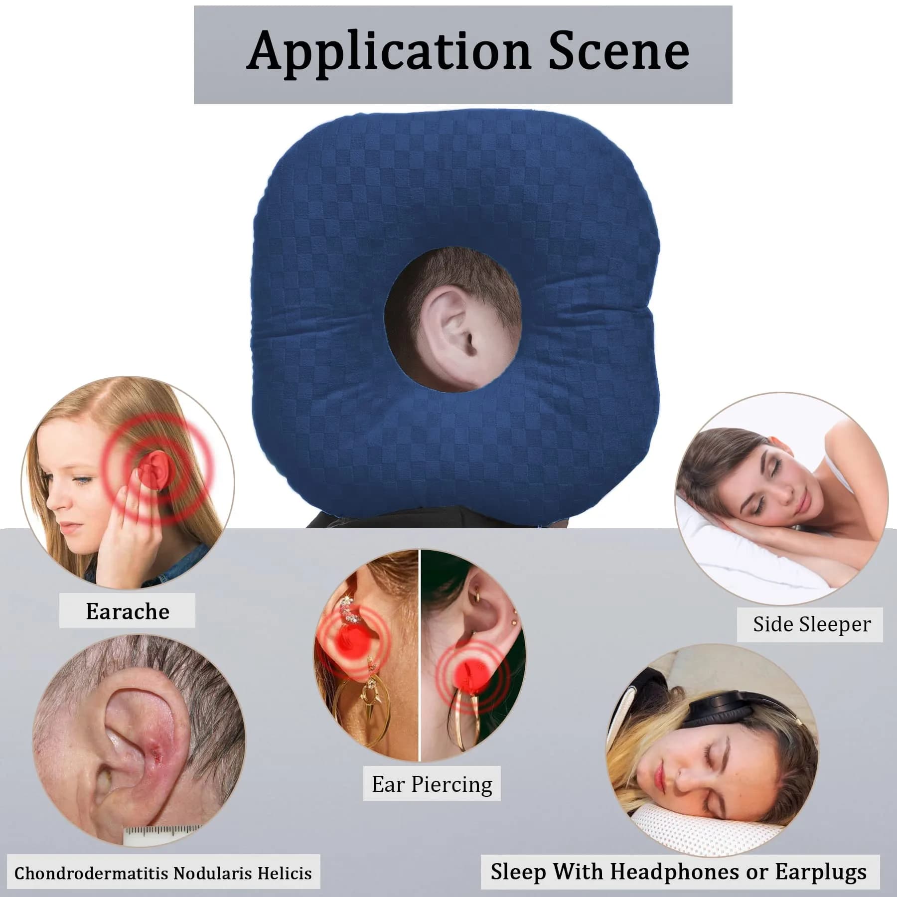 Wuronsa Ear Piercing Pillow with Hole for Cartilage Piercings, CNH Support | Adjustable Cotton Pillow for Side Sleepers - view 2