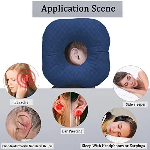Wuronsa Ear Piercing Pillow with Hole for Cartilage Piercings, CNH Support | Adjustable Cotton Pillow for Side Sleepers thumbnail 2