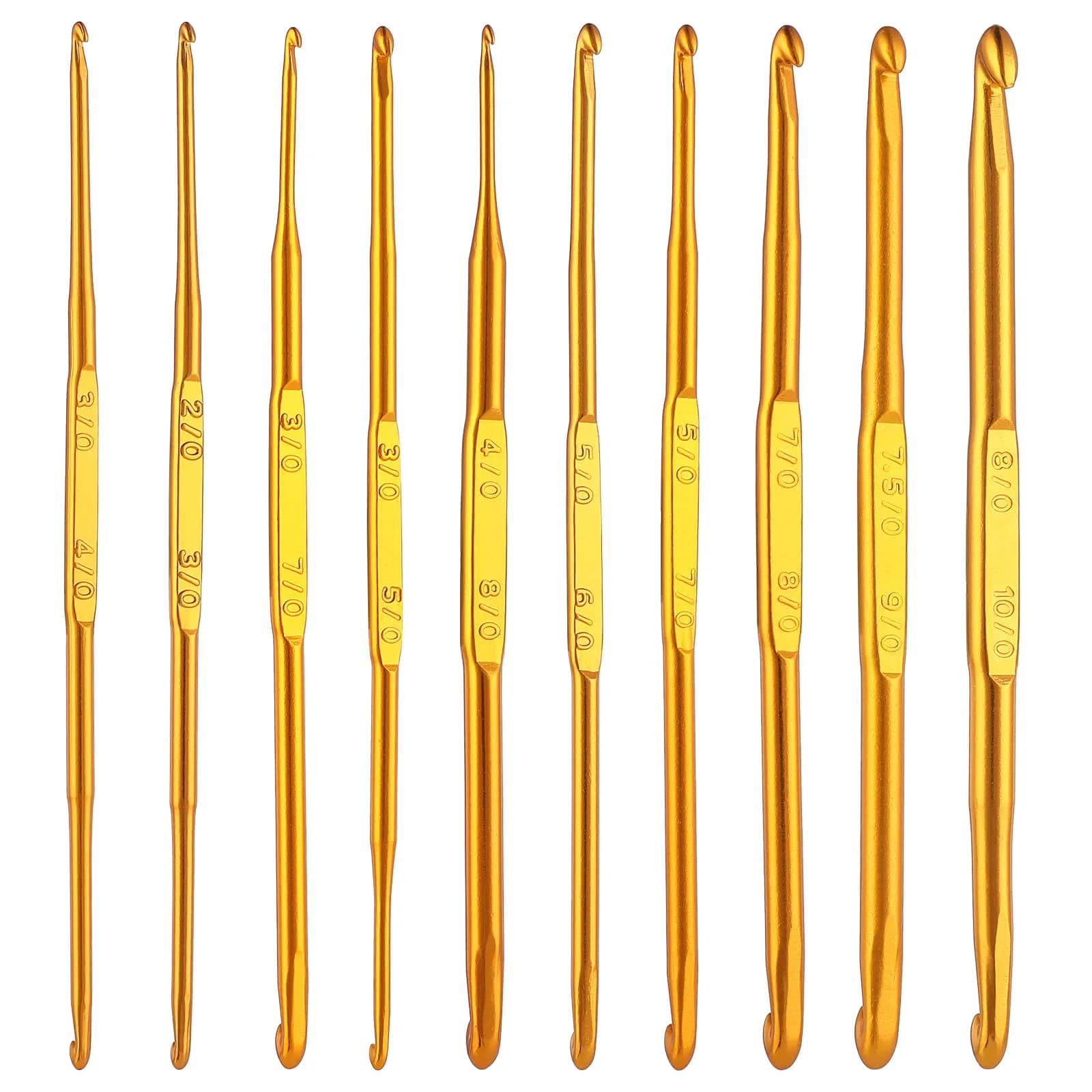 Cobee Crochet Hooks 10 Pcs Double End Aluminum Gold | Ergonomic & Travel-Friendly (70-120 chars)