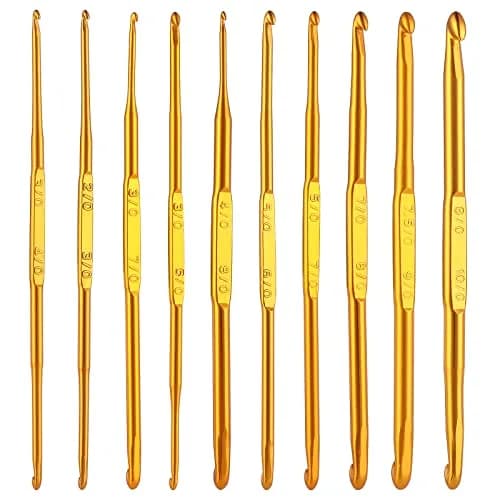 Cobee Crochet Hooks 10 Pcs Double End Aluminum Gold | Ergonomic & Travel-Friendly (70-120 chars) thumbnail 1