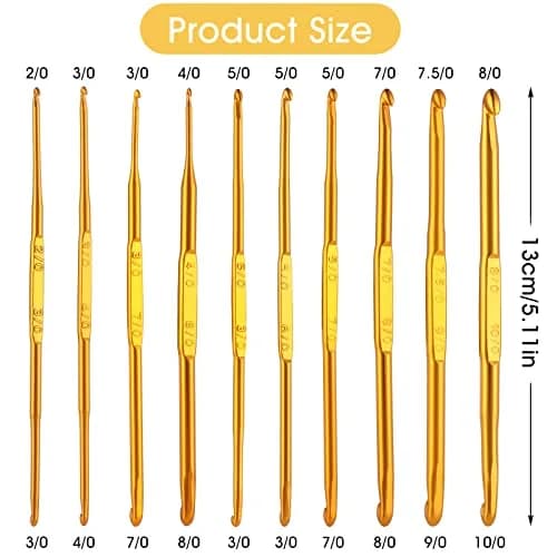 Cobee Crochet Hooks 10 Pcs Double End Aluminum Gold | Ergonomic & Travel-Friendly (70-120 chars) thumbnail 5