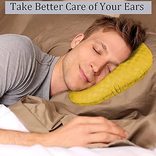 Wuronsa Ear Piercing Pillow with Hole for Cartilage Piercings, CNH Support | Adjustable Cotton Pillow for Side Sleepers (Yellow, 9-inch) thumbnail 5