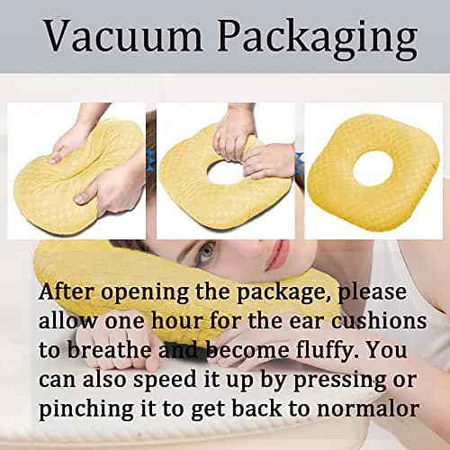 Wuronsa Ear Piercing Pillow with Hole for Cartilage Piercings, CNH Support | Adjustable Cotton Pillow for Side Sleepers (Yellow, 9-inch) thumbnail 6