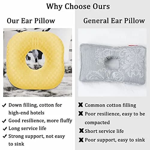 Wuronsa Ear Piercing Pillow with Hole for Cartilage Piercings, CNH Support | Adjustable Cotton Pillow for Side Sleepers (Yellow, 9-inch) thumbnail 7
